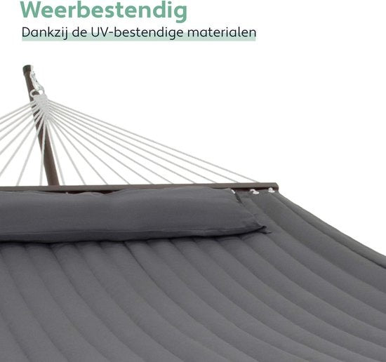 Vita5 Hängematte mit Ständer und Spreizstange - 2 Personen - Abnehmbares Kissen - Wetterfest - Dunkelgrau
