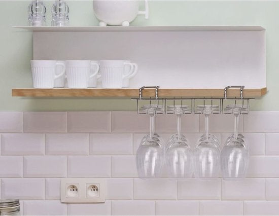 Weinregal für 12 Gläser - 34x25x9cm - Silbernes Metall - 12 Weingläser