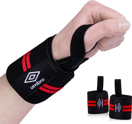 Umbro Handgelenkstützen - 2 Stück - Für Fitness, Crossfit und Krafttraining - Rot/Schwarz