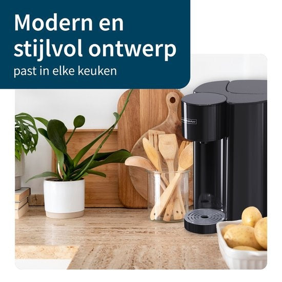 KitchenApp Heißwasserspender mit Filter - Luxus-Wasserkocher mit Temperaturregelung - Heißwasserhahn 2.7L - Schwarz