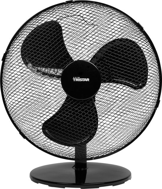Tischventilator 40 cm - 3 Geschwindigkeiten - 85° Oszillation - Einstellbarer Luftstrom - Tristar VE-5728 - Schwarz