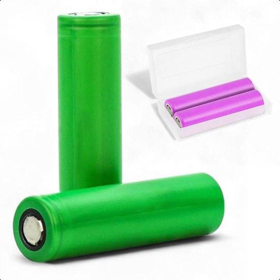 Tech Essentials 18650 wiederaufladbarer Li-Ionen-Akku – 2500 mAh, 3,7 V, 5 A – Lithium – Halterung – Akku – 2er-Pack