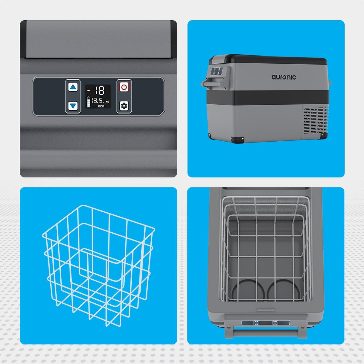 Auronic Electric Compressor Coolbox - Kühlbox - 40.5L - 12V und 240V - Grau