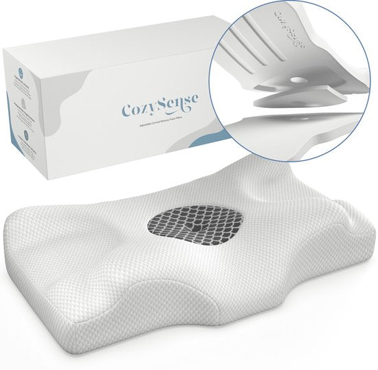 CozySense® Kissen - Verstellbares Memory-Foam-Kissen - Memory-Foam-Schlafkissen - Seiten-, Rücken- und Bauchschläfer - 3-Schicht-System - Orthopädisches Schmetterlingskissen - Bambusbezug