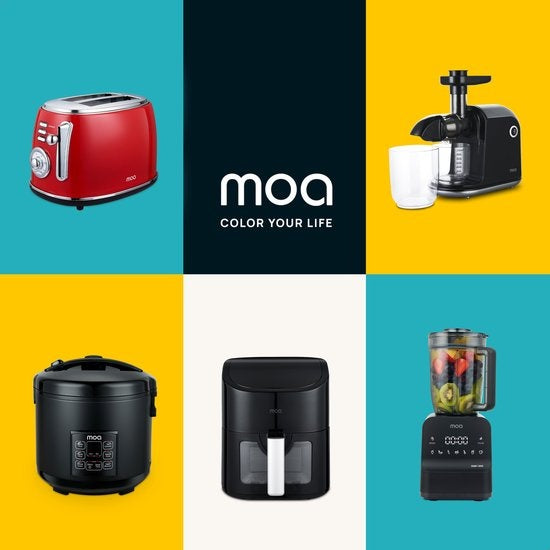 MOA Retro-Toaster - 6 Heizstufen - 2 extra breite Schlitze - 850W - Aufwärm- und Auftaufunktion - Rot - T3R