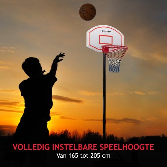 Dunlop Basketball Stange - Basketball Ring mit Ständer - 165 bis 205 CM - Basketball Set - Basketball für Draußen