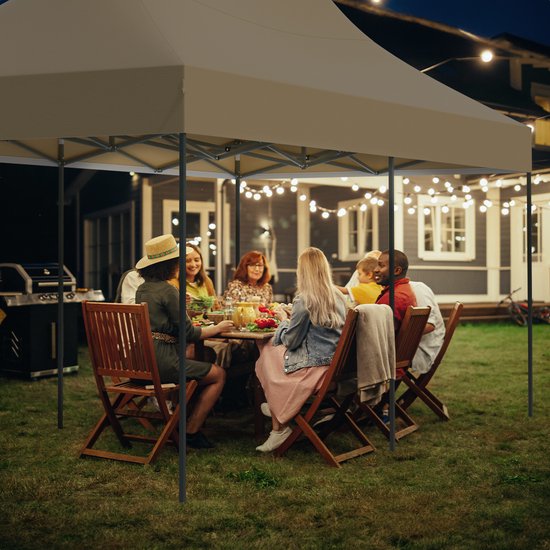 LifeGoods Partyzelt - faltbar - 3x6 m - einfacher Aufbau - Pavillon - wasserdicht - Tragetasche mit Rädern - Beige