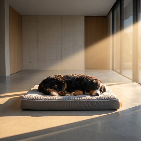 Happysnoots® Orthopädisches Hundekissen – XXL-Hundekorb 100 x 70 x 12 cm – Waschbares Hundebett für große Hunde – Grau mit Reißverschluss
