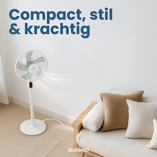 Auronic Stativventilator - Standventilator - Luftkühler - Boden- und Tischventilator - 3-in-1 - 12 Geschwindigkeiten - Leiser Ventilator - Ventilator - Mit Fernbedienung - Weiß