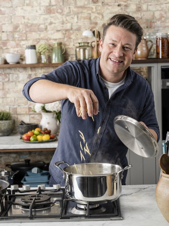 Jamie Oliver by Tefal Cook's Classic – Kochgeschirrset – 4-teilig – Mit Deckel – Induktion – Edelstahl – Für alle Herdarten geeignet