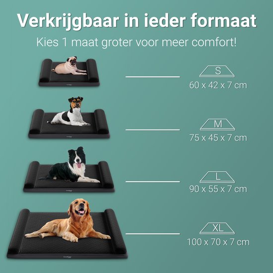 CozySense® Orthopädisches Hundekissen - 60 X 42 cm - Größe S - Wasserfest - Geeignet als Sitzkissen & Hundebett - Waschbarer Bezug - Schwarz