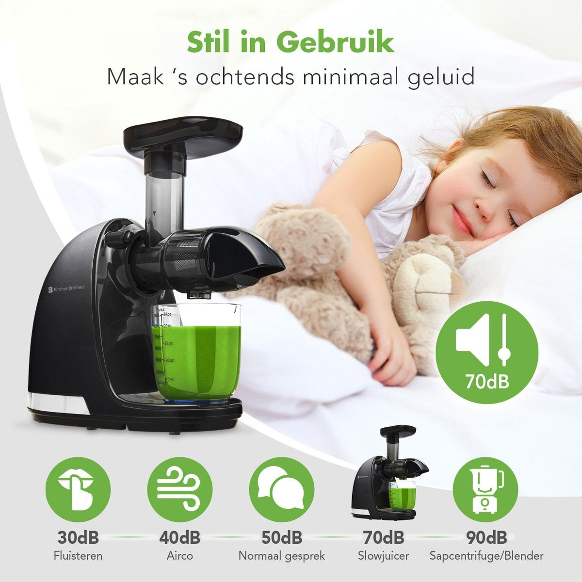 KitchenBrothers Slowjuicer - Entsafter - 700ml - Schwarz