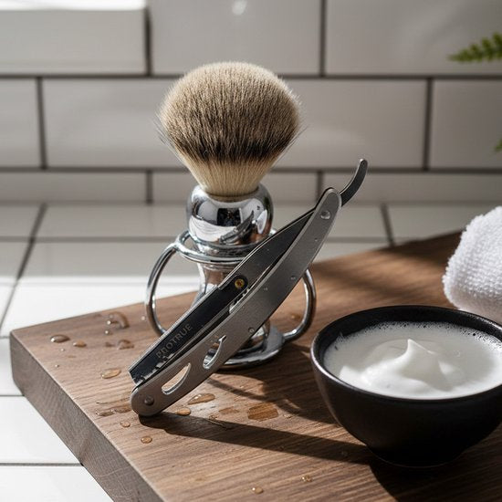 ProTrue Friseurmesser mit 100 Rasierklingen – Shavette (offenes Rasiermesser) – Klassisches Friseurmesser – Safety Razor – Straight Razor