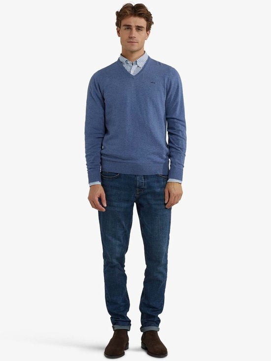 McGregor Pullover aus Merinowolle mit V-Ausschnitt, Vintage-Blau – Größe 3XL – Herren – Pullover
