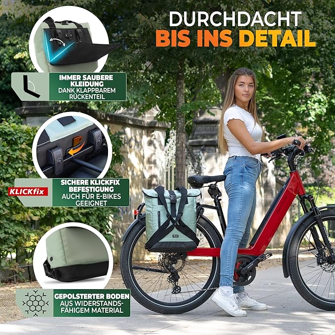 MIVELO - Fahrradrucksack & Gepäcktasche - Wasserdicht & 22 Liter - Mint