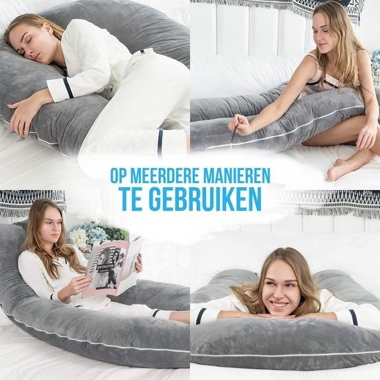 Avalo - Schwangerschaftskissen - 5XL - 330CM - Abnehmbarer Bezug - Seitenschläferkissen - Grau