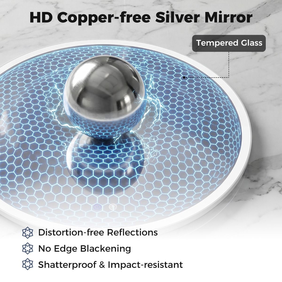 Coast Ronde LED-Badezimmerspiegel – Kosmetikspiegel mit Hintergrundbeleuchtung – 3 Lichtfarben – 60 cm – Silber