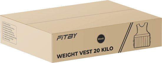 Fitby Adjustable Weight Vest 20KG - Gewichtsweste - Gewichtswesten - Gewichte - Krafttraining & Crossfit - Cardio - Geeignet ab Größe L- Schwarz
