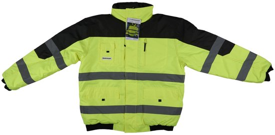 Dunlop Sicherheitsjacke XL – Sicherheitsweste für Erwachsene – Funktionales Design mit Taschen – Fluoreszierend – Bequeme und universelle Passform – PES-Kunststoff – Gelb