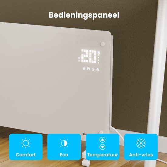 Auronic Electric Heater - Konvektorheizung mit Thermostat und Fernbedienung - Flächenheizung - bis zu 30 m² - 2500W Heizleistung - Weiß