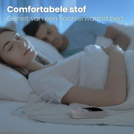 Auronic Electric Blanket - 2 Personen - verstellbare Fußzone - 160x150cm - mit Eckgummis - Weiß