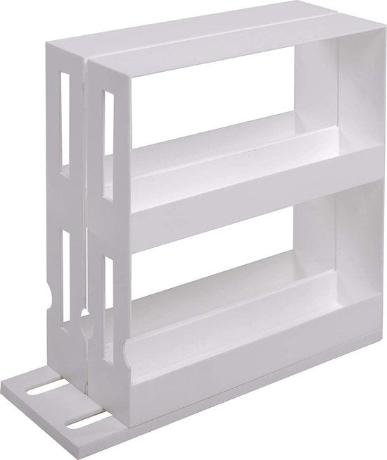 UPP Gewürzauszug, praktischer Schrankeinsatz, Aufbewahrungssystem für Küche und Bad, platzsparendes Nischenregal als Schranksystem oder direkt auf der Arbeitsplatte, Kunststoff, weiß