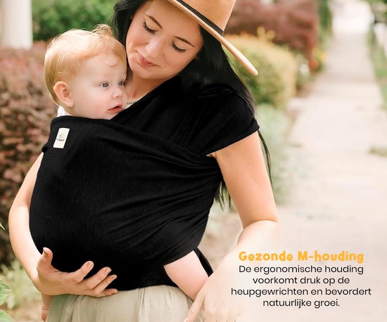 Frummel Baby Carrier Black - Baby Wrap - Babytrage - Tragetuch gewebt - Baby 0-36 Monate - Neugeborenes