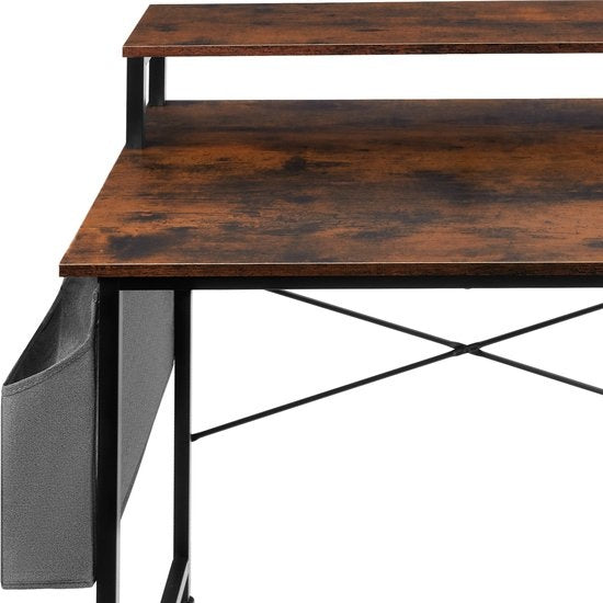 tectake - Everett Schreibtisch - 80 cm breit - mit Ablage und Organizer - Computertisch - dunkelbraun - 404662