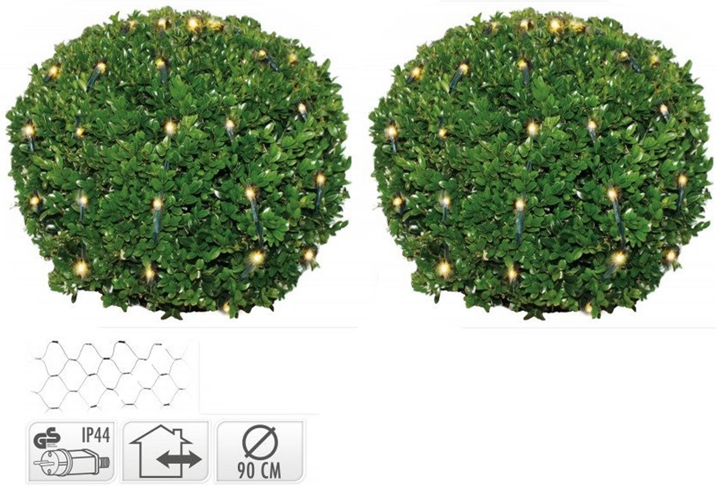 Nampook - Buchsbaum-Kugelnetz - Lichternetz - 100 LED 90cm - Warm-Weiß