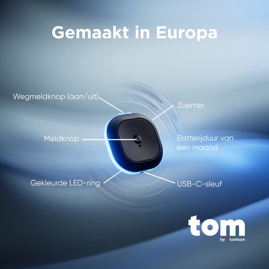 Tom by TomTom | Blitzerwarner für das Auto | Warnt vor fest installierten und mobilen Blitzern sowie Staus | Ohne Abonnement | CarPlay & Android Auto | Hergestellt in Europa