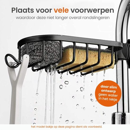 Goliving Doucherek Hangend - Doucherekje - Zonder Boren - Keukenrek - Gootsteen Organizer - Badkamer Accessoires - Dubbele Ruimte - Zwart