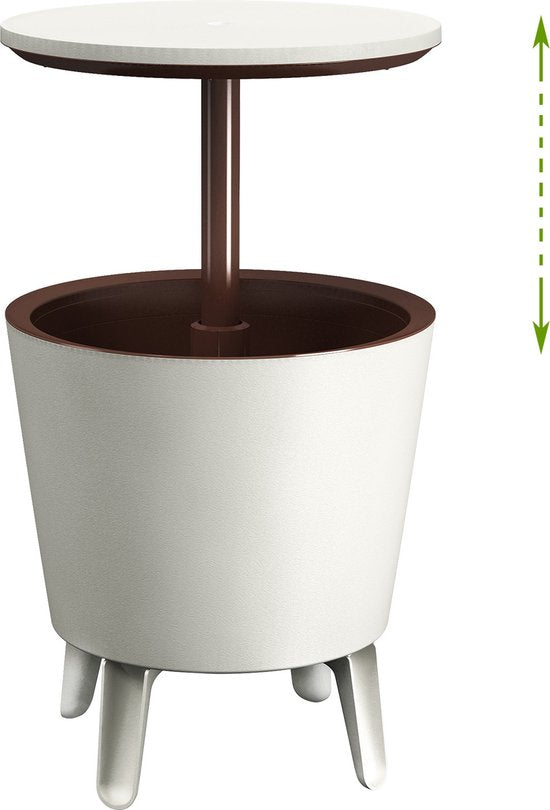 Keter Beistelltisch Getränkekühler coolbar cocktail Tisch 50x57-85cm 30L weiß-braun