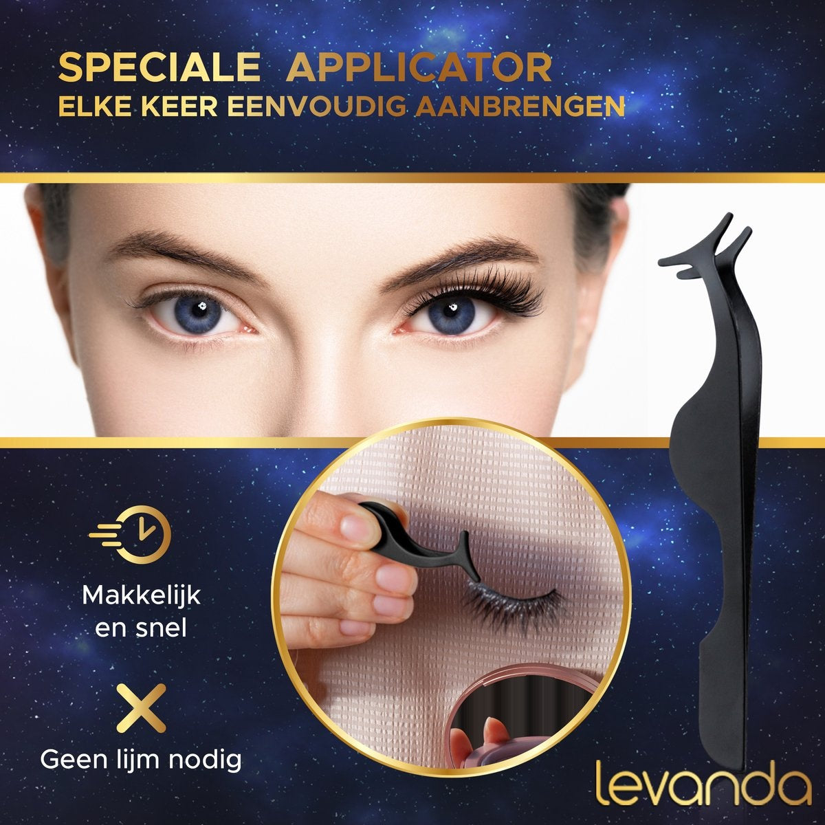Levanda Falsche Wimpern mit magnetischem Eyeliner schwarz - Wimpernverlängerung magnetische Wimpern - falsche Wimpern magnetischer Stift und Applikator