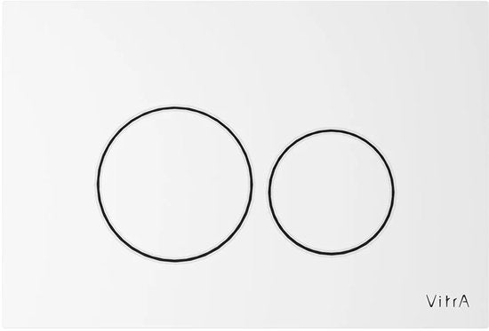 VitrA – Komplettes Bidet-WC-Set für Aufputzmontage – VitrA Integra Round randloses Bidet-WC und Sitz + VitrA V-Fix Prime Unterputzspülkasten + VitrA Origin Betätigungsplatte in Weiß