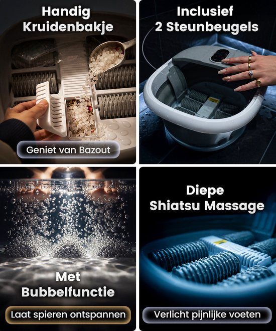 ProTrue® Fußbad mit Massage – Zusammenklappbares elektrisches Fußbad mit Massagerollen – Fußmassagegerät mit Sprudelfunktion und Heizfunktion bis 46 °C