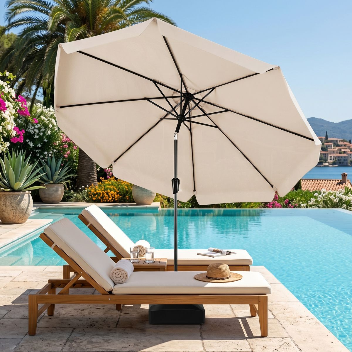 Coast Sonnenschirm, neigbar – 3 Meter Durchmesser – Metallstange – beige