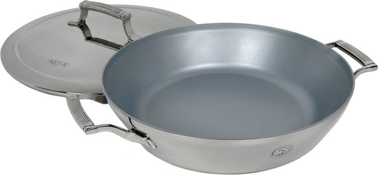 Saveur Selects – Voyage-Serie – Bratpfanne 30 cm – mit Deckel – Antihaftpfanne – Tri-Ply-Edelstahl – Geeignet für Induktion und alle anderen Wärmequellen – Ofenfest bis 260 °C – Spülmaschinenfest – 100 %