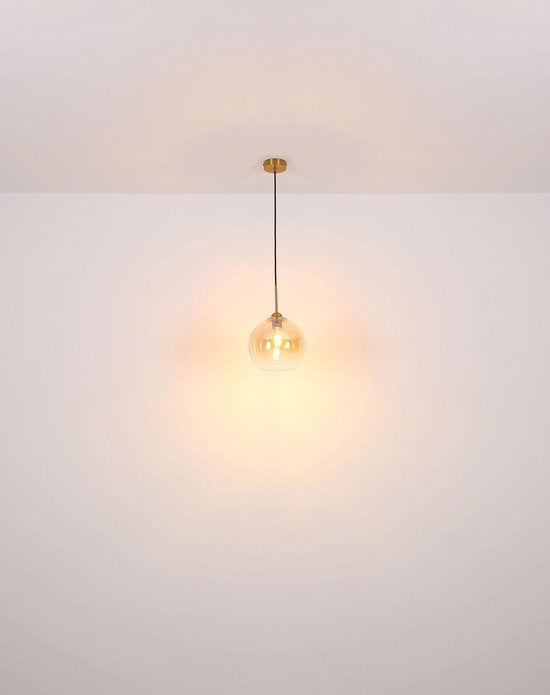 Globo – Hängeleuchte – JAMESSA – bernsteinfarben – Glas – Ø 25 cm – E27 – 15788H