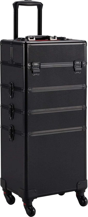 Schminkkoffer Kosmetik Friseurwagen Beauty Case 4 in 1 schwarz