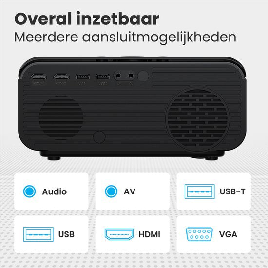 Auronic Beamer 10.000 Lumen – 1080p Full HD – Streaming vom Smartphone – WLAN – Smart-Mini-Projektor – HDMI-Kabel – Fernbedienung – Schwarz