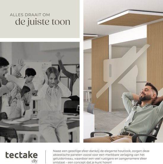tectake - 4er-Set Akustikpaneele Sonic Wall - Schallabsorbierendes Paneel - Schalldämmung - Akustikwandpaneel - 120x60x2,1cm - Akustische Wanddekoration - Eiche hell