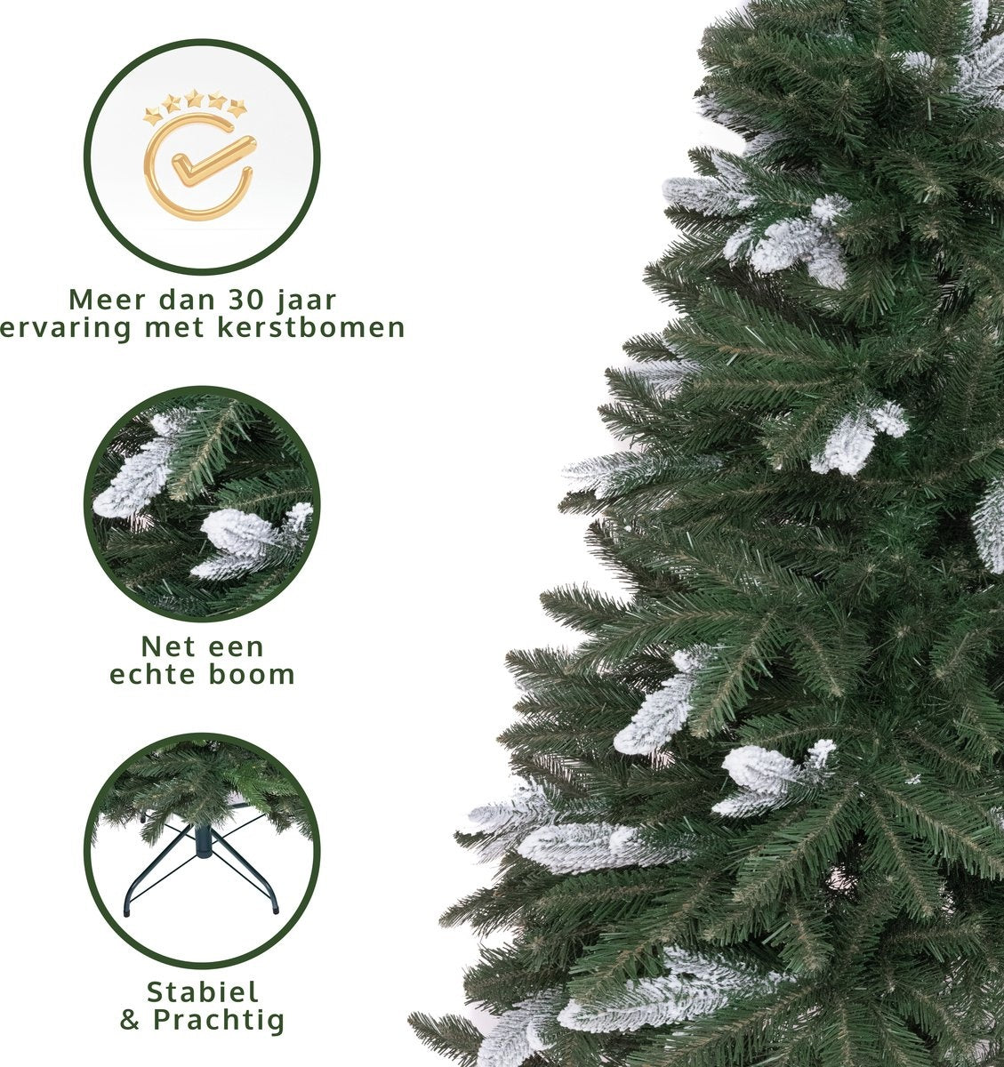 PristinePine Full Künstlicher Weihnachtsbaum mit Schnee 210cm - Stabiler Weihnachtsbaum - Metallsockel - Schnell aufzustellen