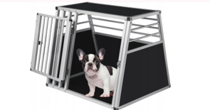 EUGAD Hundetransportbox Schwarz/Silber – 80 x 65 x 65 cm – Aluminium – L/XL
