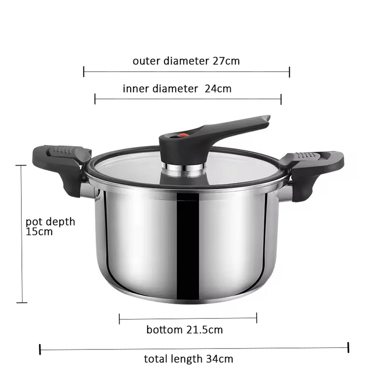 Maxcook Mikrodruck-Suppentopf mit Deckel – Edelstahl 304 – 24 cm – 6 l