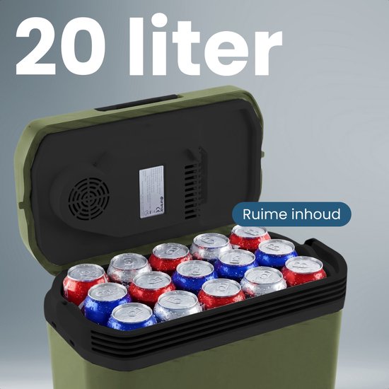 Auronic Coolbox Electric 12V und 230V - 20L - Camping-Kühlschrank - Auto - Kühlung und Heizung - Kühlbox - Grün