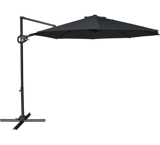 AXI Solea Schwebeparasol Ø 300 cm Anthrazit/Grau inkl. Schutzhülle – Pulverbeschichtetes Gestell mit Kreuzfuß – Um 360° drehbar – UV-beständiges Tuch