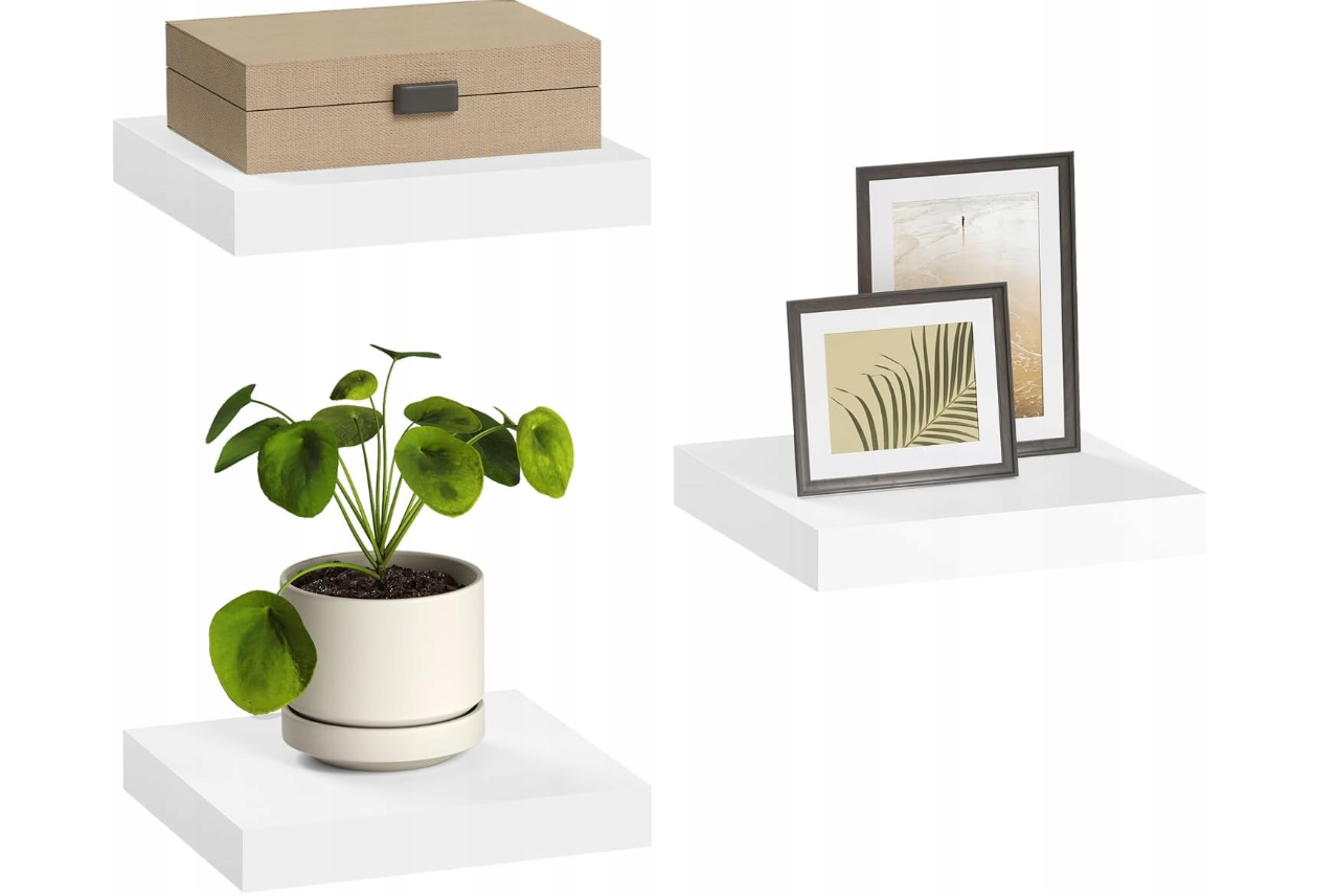 Esituro White Schwebendes Wandregal MDF Gloss White 30 x 23 x 3,8 cm - Modernes Wandregal