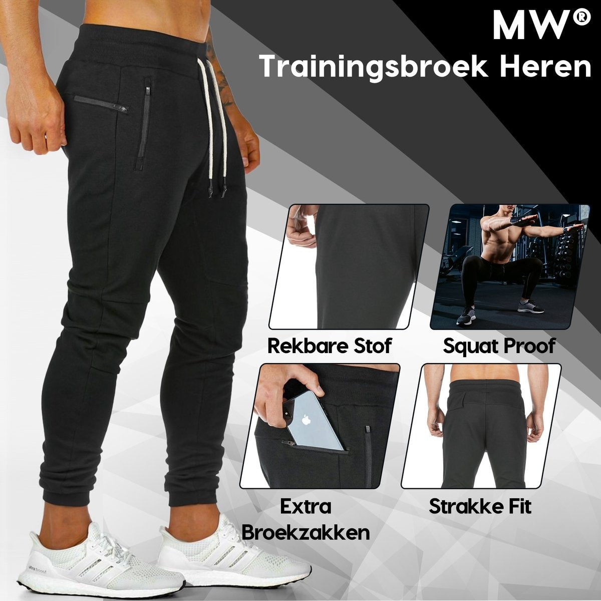 MWÂ¬Ã† - Herren-Trainingshose - Herren-Sweatpants - Lange Sporthose - Hose mit Taschen - Größe XL