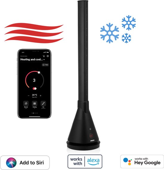 Princess Turmventilator 348700 – Intelligenter Heiz- und Kühl-Turm – 2-in-1-Design – App-gesteuert – Timer-Funktion – 102 cm – Schwarz