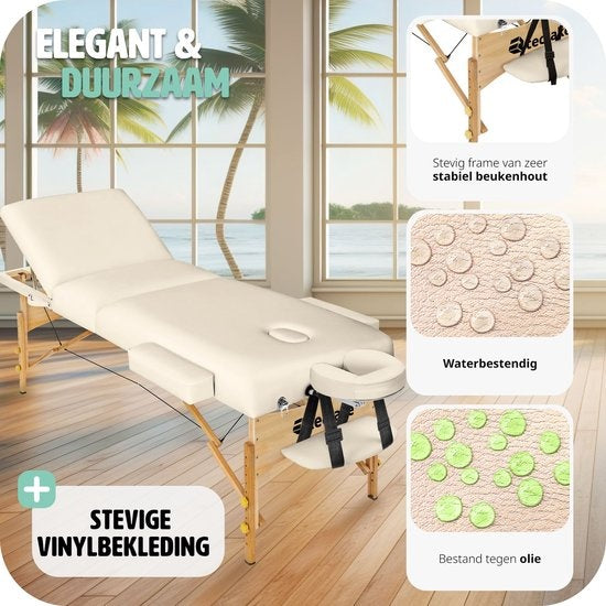 tectake - Massageliege mit 10 cm hoher Matratze + Tragetasche Behandlungstisch Massageliege - beige - Behandlungsliege - inkl. Aufbewahrungstasche - faltbar